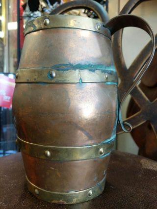 Vintage Copper and brass Mug,  Stein,  Tankard,  Brass Handle heavy 4