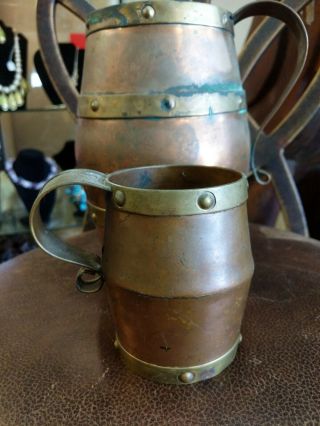Vintage Copper and brass Mug,  Stein,  Tankard,  Brass Handle heavy 5