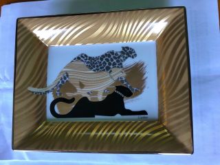 Cartier Limoges Trois Panthers Panthere Tray Ashtray Porcelain