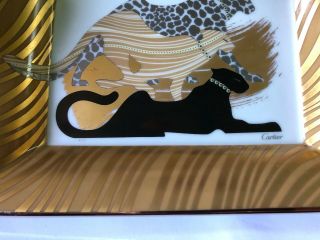 CARTIER LIMOGES Trois Panthers Panthere TRAY ashtray Porcelain 4