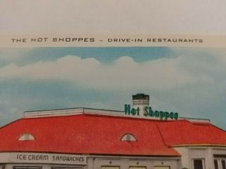 Vtg Postcard Hot Shoppes Drive - In Restaurants Washington Baltimore Philadelphia 4