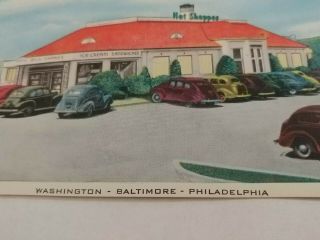 Vtg Postcard Hot Shoppes Drive - In Restaurants Washington Baltimore Philadelphia 5