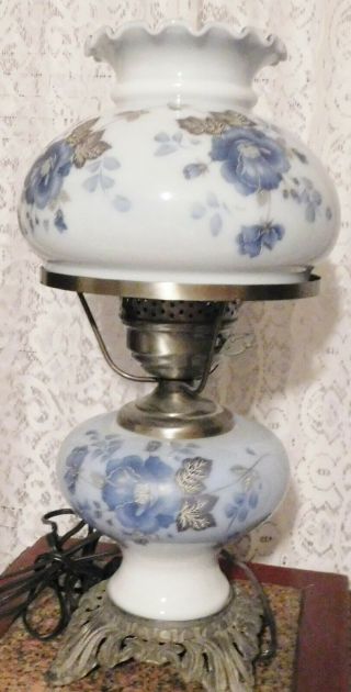 Vintage Gone With The Wind Lamp Blue Floral