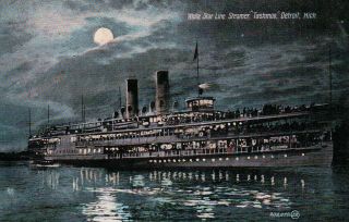 White Star Line Steamer,  Tashmoo,  Detroit,  Mi Vintage Postcard