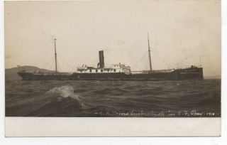 1916 Rppc Postcard Of Steamship Lewis Luckinbach In San Francisco Bay