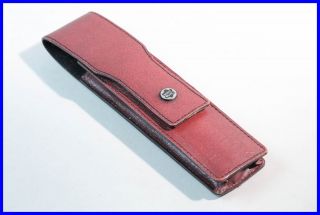 1970ies Elegant Montblanc Red Brown Leather Pouch For One Pen - Suede Inside