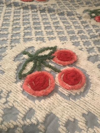 Sweet Blue And Pink Floral Vintage Chenille Bedspread Cutter 5