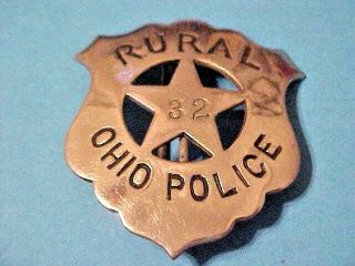 Rare 1930s Vintage Rural Ohio 32 Police Badge Obsolete Law Enforcement S711