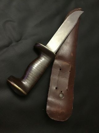 Ww2 Handmade Theater Fighting Knife W/sheath Made From A File Bowie Knife