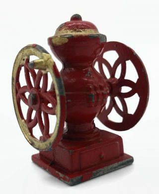 Vintage Coffee Mill Grinder Red Metal Dollhouse Miniature Home Decor