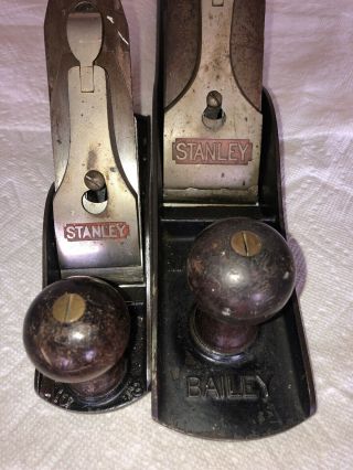 Antique Stanley Bailey No.  6 & No.  3 Smooth Bottom Wood Carpenter Plane SW 2