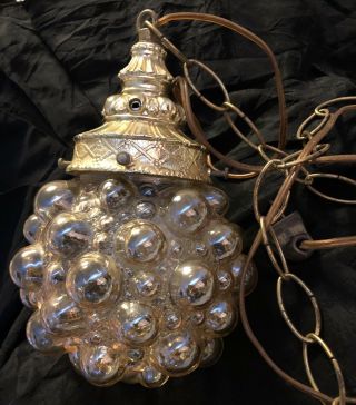 Vtg Mid Century Bubble Glass Globe Swag Chain Lamp Lights Hanging Fixture