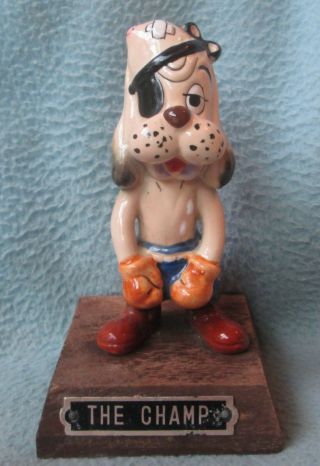 Vintage Ceramic Champion Boxing Dog Figurine Japan Mid Century Modern Humor