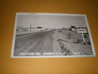 1950 Rppc Town View Highway 66 Amboy California Ca Roadside Cafe Gas Postcard
