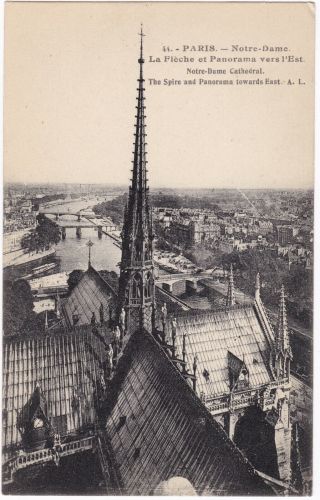 Antique Postcard Notre Dame Cathedral Panorama Paris France A7