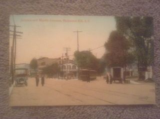 Vintage Postcard Of Jamaica And Myrtle Avenues,  Richmond Hill,  Ny