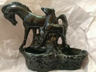 Vintage Ceramic Horse And Foal Tv Lamp Planter