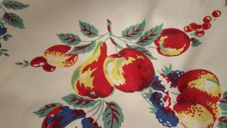 Vintage tablecloth,  heavy cotton,  1950 ' s colors and design, 3