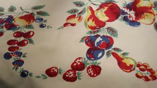 Vintage tablecloth,  heavy cotton,  1950 ' s colors and design, 4