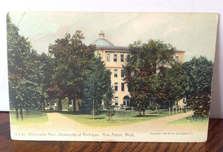 Antique University Of Michigan University Hall Postcard Rotograph Germany 1904