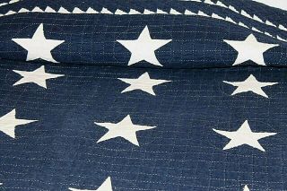 Judi Boisson Patriotic Stars Quilt Navy w White Stars Double Sawtooth pre owned 3