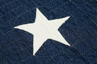 Judi Boisson Patriotic Stars Quilt Navy w White Stars Double Sawtooth pre owned 6