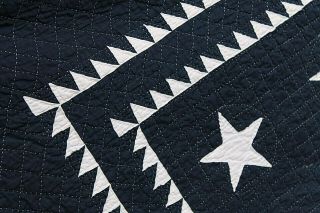 Judi Boisson Patriotic Stars Quilt Navy w White Stars Double Sawtooth pre owned 7