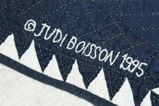 Judi Boisson Patriotic Stars Quilt Navy w White Stars Double Sawtooth pre owned 9