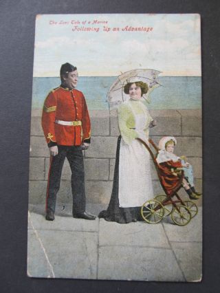 Antique 1908 - Romantic Marine Postcard - Souvenir,  Posted Melbourne Australia