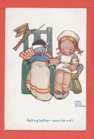 Mabel Lucie Attwell Black Doll Soldier And Nurse P/u 1923 Pub Carlton Publishing
