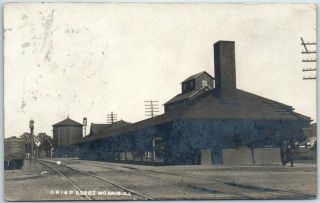 Morris Illinois Rppc Real Photo Postcard " C.  R.  I.  &p.  Depot " Railroad Station 1909