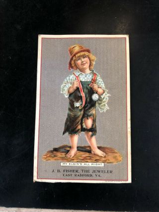 Radford,  Virginia 1900s Elgin Watch J B Fisher Jeweler Postcard