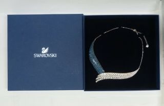 Swarovski Blue & White Crystal Fortunately Necklace W/box