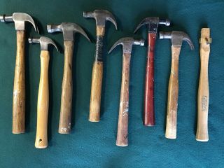 Vintage Small Claw Hammers 7 Old Tools Stanley Plumb Lakeside Cruso Hartwell