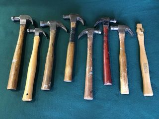 Vintage Small Claw Hammers 7 Old Tools Stanley Plumb Lakeside Cruso Hartwell 2