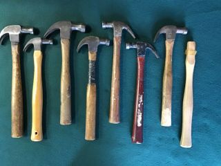 Vintage Small Claw Hammers 7 Old Tools Stanley Plumb Lakeside Cruso Hartwell 3