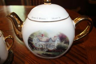 Thomas Kincade Teapot Cup and Saucer Home Is Where The Heart Is Gorgeous EXC 2