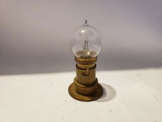 Early Antique Mazda Small Round Tipped Light Bulb With Socket