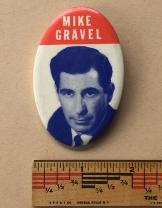Vintage 1970’s Mike Gravel Political Button Pin Badge Senator Anchorage Alaska