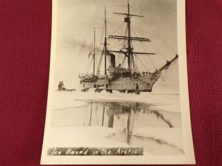 Ship Ice Bound in the Arctic w/ Sled Dog Team Real Photo Postcard RPPC 2