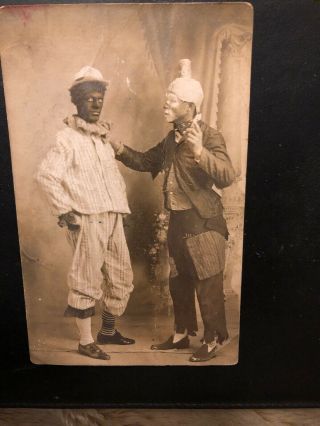 Rare Rppc Postcard Black Face /white Face Actors Early 1900s