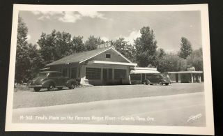 Vintage Rppc Freds Place On Rogue River Grants Pass Or Postcard Real Photo,