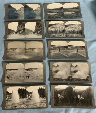 Complete Set Stereo - Travel Co Yellowstone 1912 100 Sterograph Cards Box 12