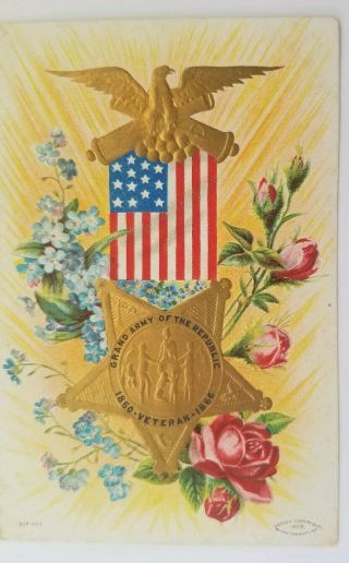 Vintage 1909 Decoration Day Postcard,  Gar Civil War Veteran 