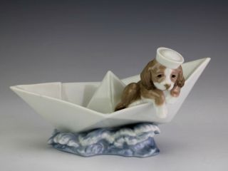 Retired Lladro Spain Little Stowaway 6642 Puppy Sailor Porcelain Figurine Nr Sms