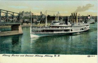 Hudson River Steamer Albany Approaching Dock Namesake City Ny York