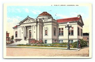 Vintage Postcard Public Library Anderson Indiana 1920s E12