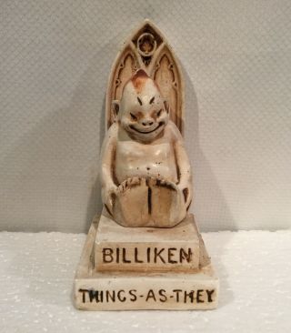 Antique 1908 Billiken Co.  Chalkware Billiken God Of Things As They Oucht To Be
