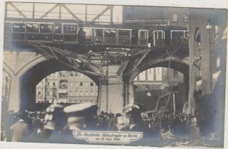 T) Postcard Germany Berlin 1908 Railway Station Train Accident Circulated