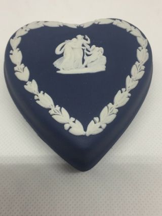 Wedgwood Jasperware Portland Blue Heart Trinket Box